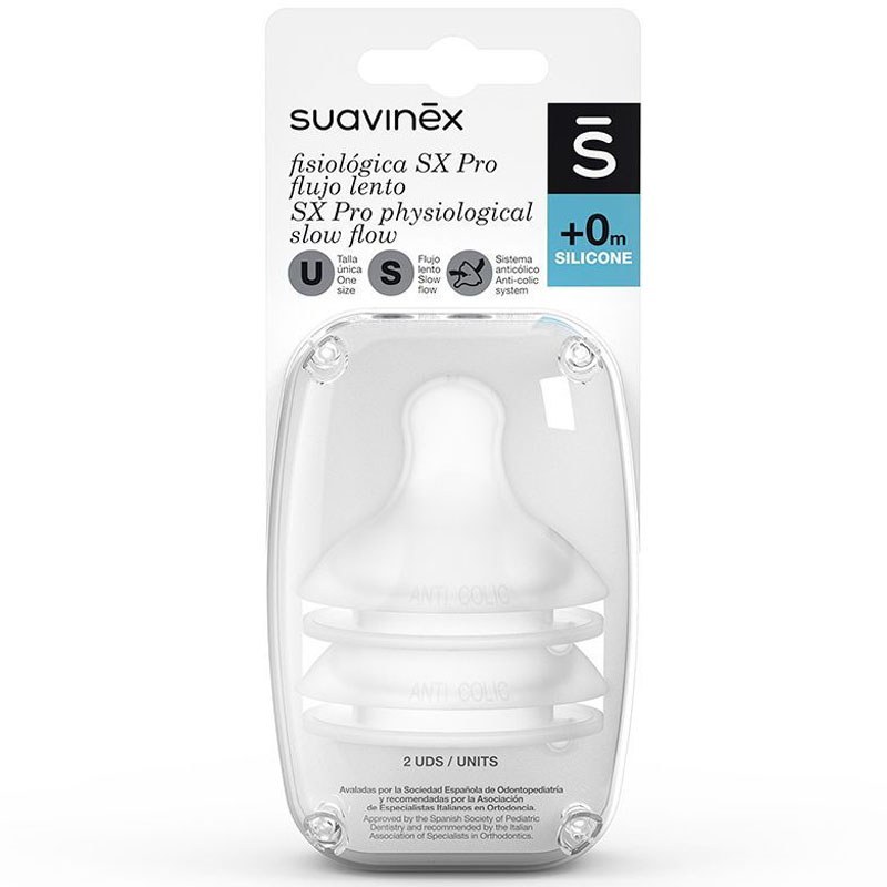 سرشیشه سر بادامی بسته دو عددی +۰ سایز S برند سواوینکس Suavinex